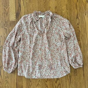 Natalie Martin Penny Split Neck Floral Ruffle Shirt sz. S